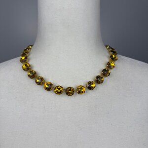 Anna Wintour Style Amber Yellow Round Crystal Statement Collet Necklace